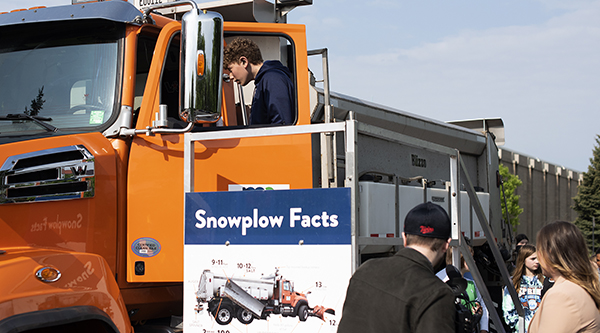 Photo: Osseo Middle School students check out Blizzo snowplow.